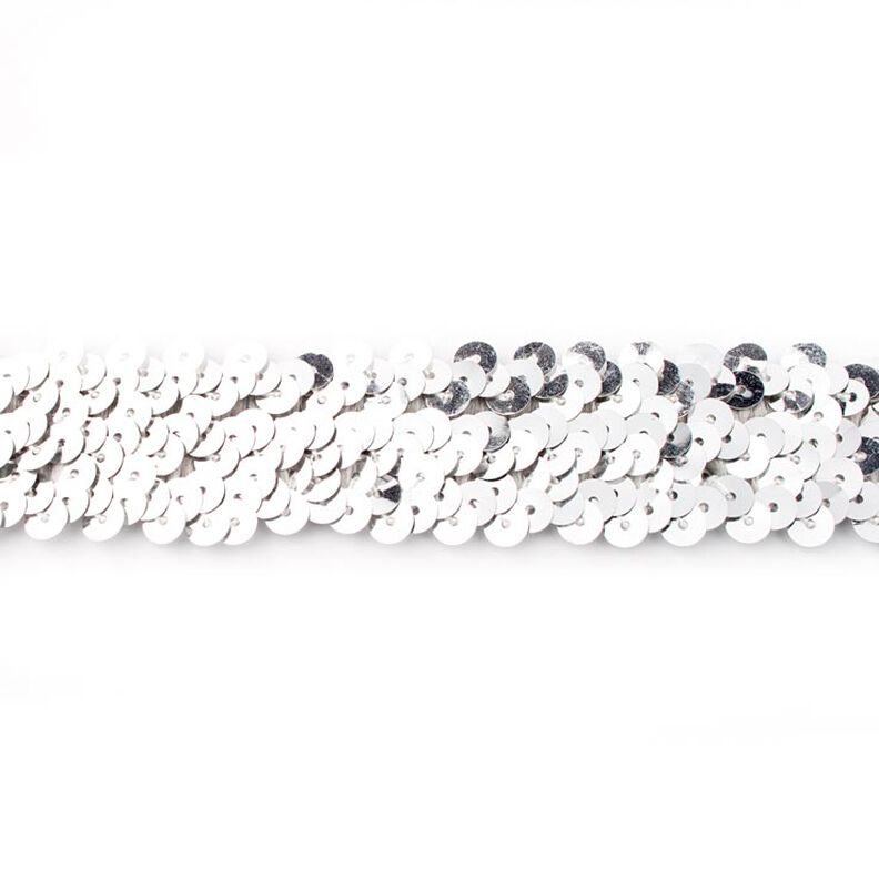 Ribete con lentejuelas elástico [30 mm] – plata metalizada,  image number 1