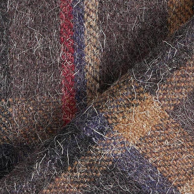 Mezcla de lana virgen a cuadros – marrón oscuro,  image number 6