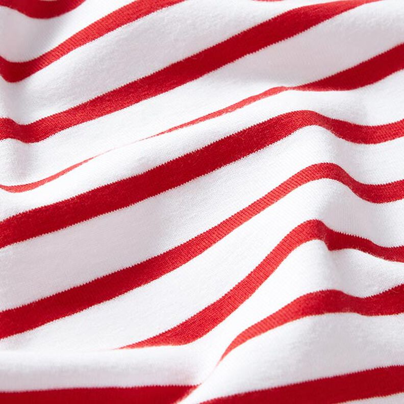 Punto de algodón con rayas estrechas y anchas – blanco/rojo,  image number 2