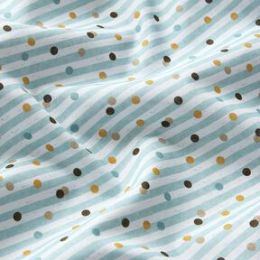 Popelina de algodón Rayas y puntos Impresión digital – marfil/cielo azul, 