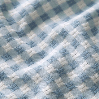 Tela de algodón con estructura a cuadros – blanco/azul claro, 