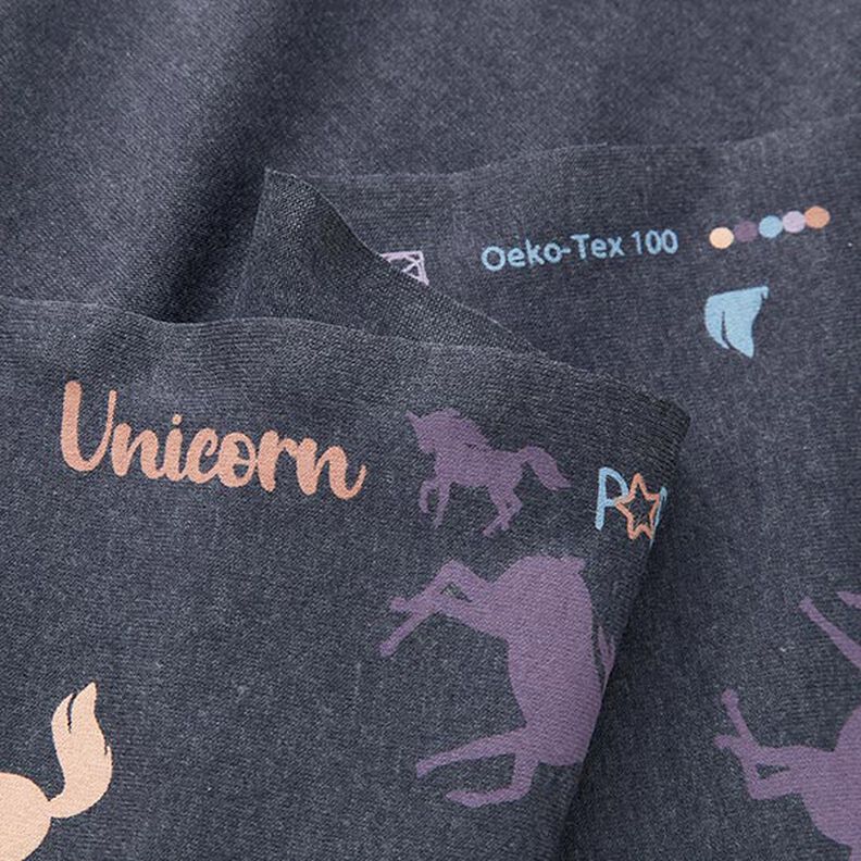 Tela de jersey de algodón Unicornios – azul marino,  image number 3