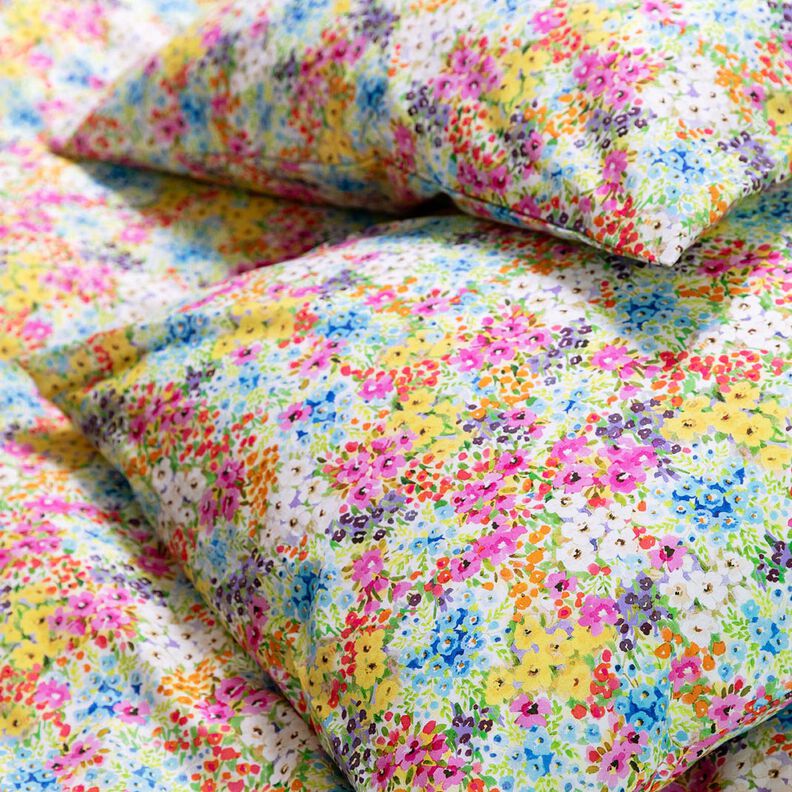 Tela de algodón Popelina Flores coloridas – lavanda/azul,  image number 8