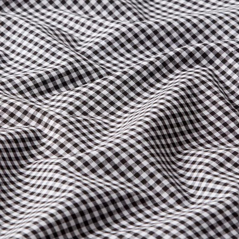 Popelina de algodón Tela Vichy a cuadros, hilo teñido – negro/blanco,  image number 2