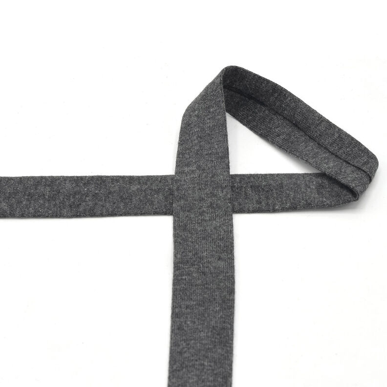 Cinta al biés Tela de jersey de algodón Melange [20 mm] – antracito,  image number 2