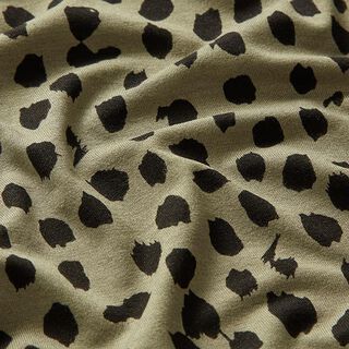Tela de jersey de viscosa Puntos de leopardo – caqui/negro, 