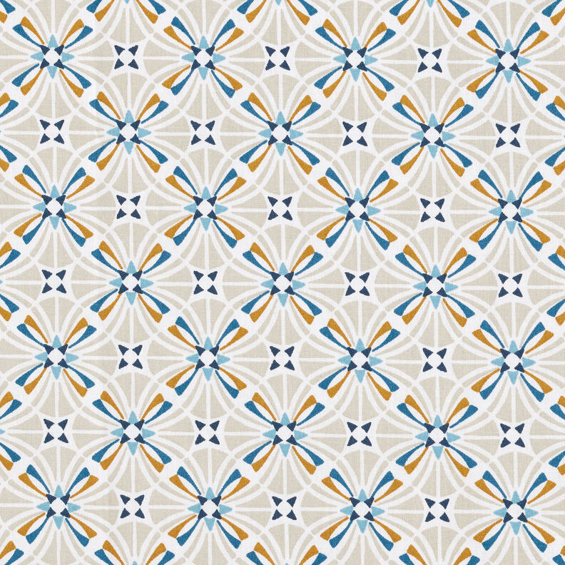 Tela de algodón Cretona Azulejos redondeados – azul,  image number 1