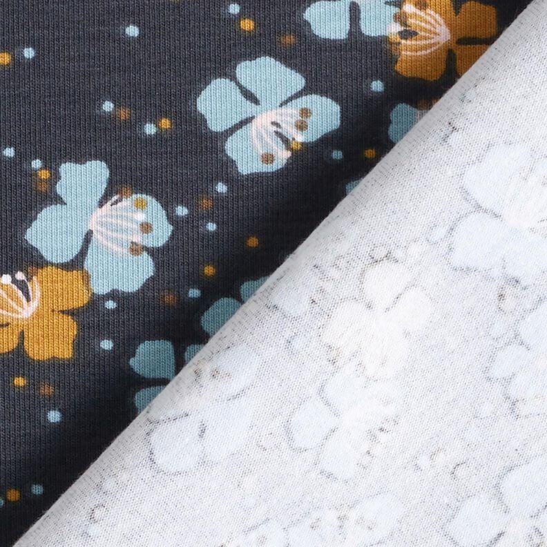 Tela de jersey de algod&oacute;n Florecitas delicadas &ndash; azul negro,  image number 4