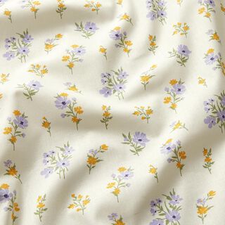 Tela de algodón Cretona Mini flores – crema/lila, 