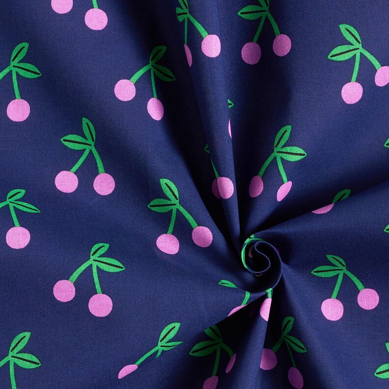 Algod&oacute;n revestido Bonitas cerezas &ndash; azul marino,  image number 3