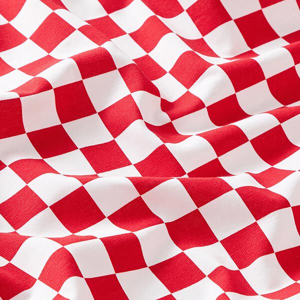 Tela de jersey de algodón Tablero de ajedrez [18 mm] – rojo claro/blanco,  image number 2