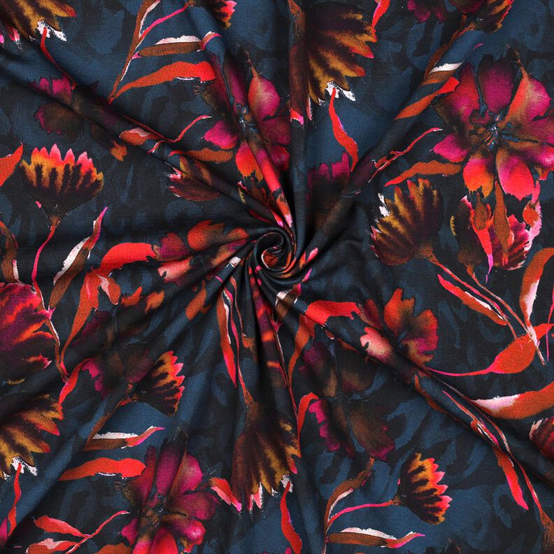 Tela de jersey de algodón Flores expresivas Impresión digital – azul noche/uva,  image number 3