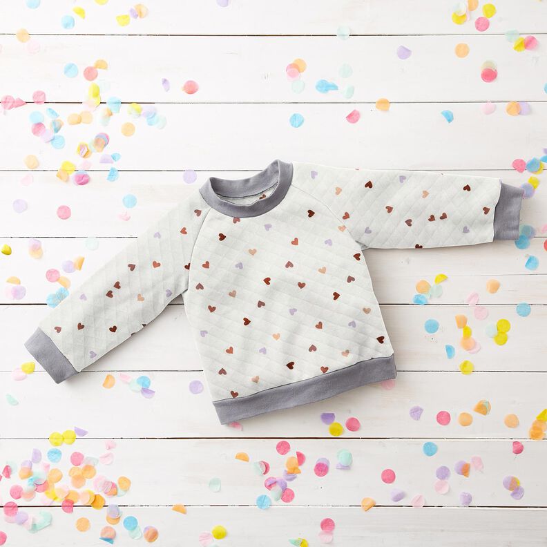 Tela de doble cara Tela de jersey Corazones de colores – marfil,  image number 6