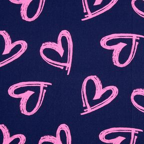 Felpa francesa veraniega Estilo vaquero con corazones de neón – azul noche/rosa neón, 