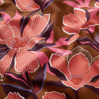 Satén de algodón con magnolias | Nerida Hansen – marrón medio, 