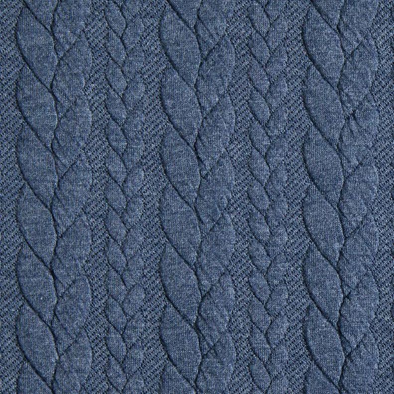 Tela de jersey jacquard Cloqué Punto trenzado – azul vaquero,  image number 1