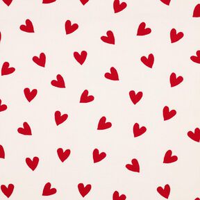 Franela de algodón Corazones | Poppy Fabrics – marfil/carmín, 