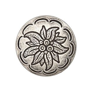 Botón de traje Zarcillo de flores - plata antigua metálica, 