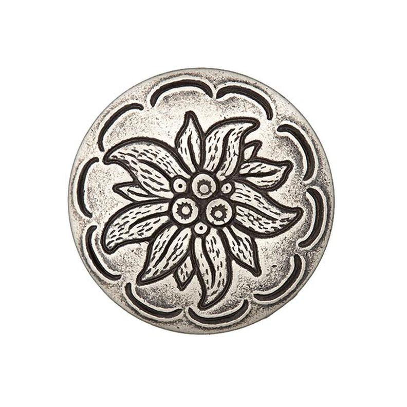 Botón de traje Zarcillo de flores - plata antigua metálica,  image number 1