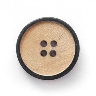 Botón de madera 4 agujeros  – beige/negro, 