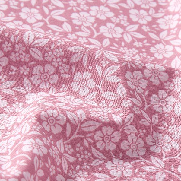 Popelina de algodón Flores bicolor – rosa antiguo/rosado,  image number 2
