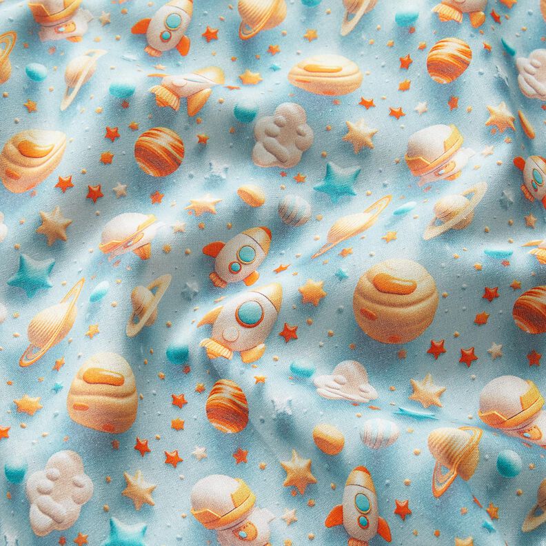 Popelina de algodón Universo Impresión digital – azul claro,  image number 2