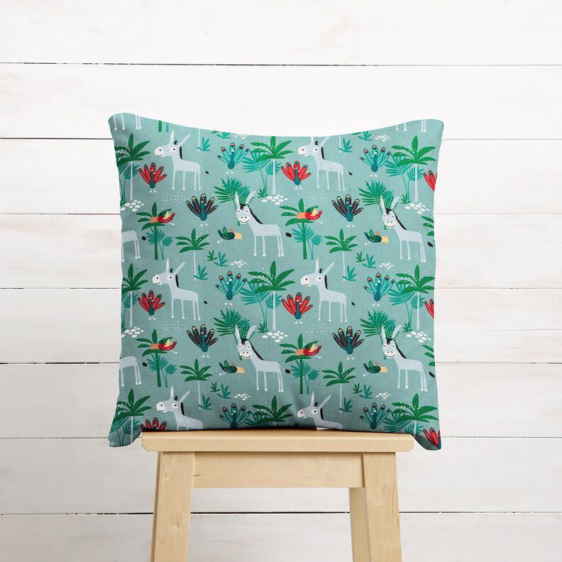 Tela de algodón Cretona Burros y pavos reales – Eucalipto,  image number 7