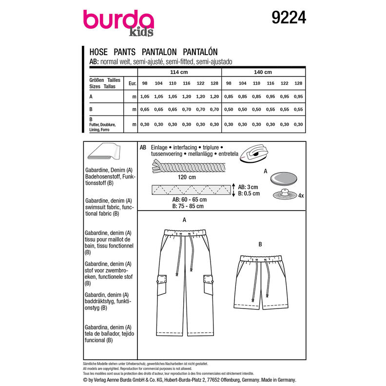 Pantalones | Burda 9224 | 98-128,  image number 9