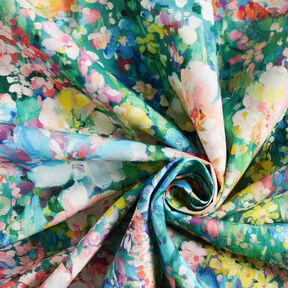 Tela decorativa Lona Pintura de flores &ndash; verde/rosa, 