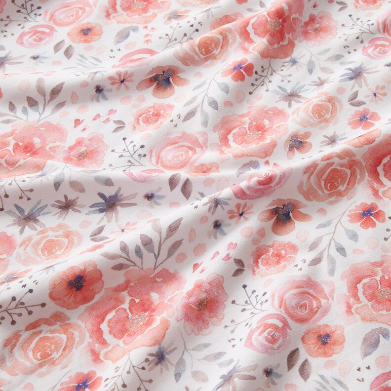 Punto de algodón con rosas de acuarela – blanco/rosa,  image number 2