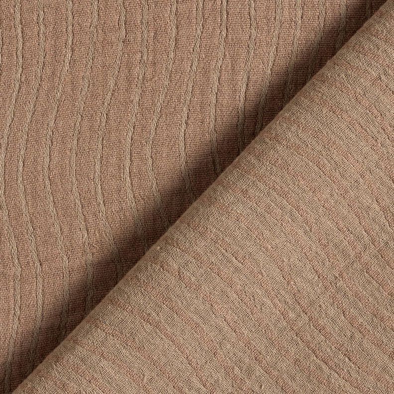 Mezcla de lino y algodón Jacquard Estampado onda – marrón medio,  image number 1