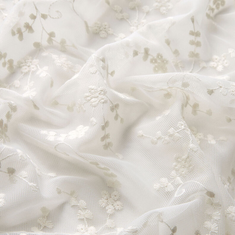 Encaje de tul con flores pequeñas – blanco,  image number 2