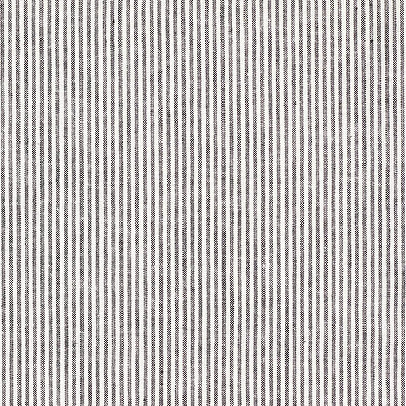 Mezcla de lino y algodón Rayas estrechas – negro/blanco lana,  image number 1