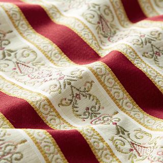 Tela de tapicería jacquard Rayas Biedermeier – crema/rojo, 