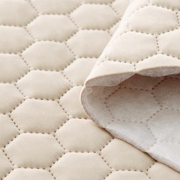 Tela de tapicería Terciopelo acolchado en diseño de panal – arena,  image number 3