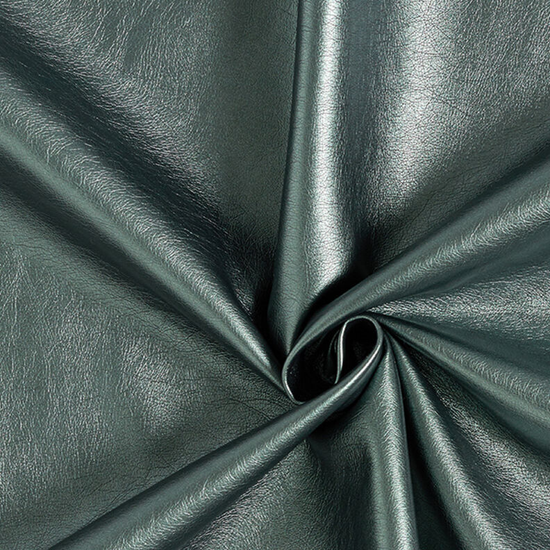 Piel sintética Brillo metálico – verde oscuro,  image number 1