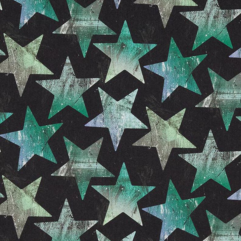 Tejido Softshell Estrellas – negro/verde,  image number 1