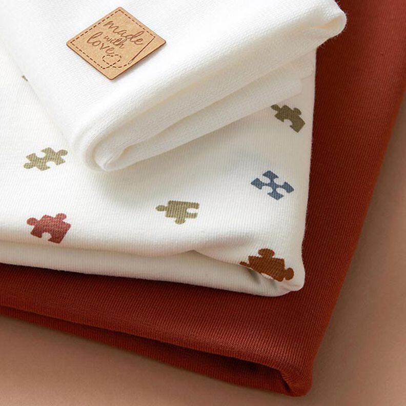 Paquete de telas de Jersey Piezas de puzzle – blanco lana,  image number 7