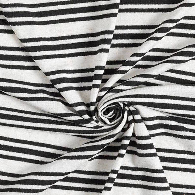 Tela de jersey de viscosa Rayas brillantes irregulares – blanco lana/negro,  image number 3