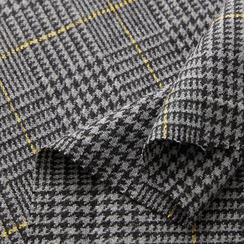 Tela de lana Príncipe de Gales – gris oscuro/amarillo,  image number 3