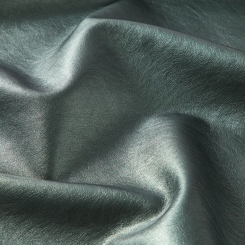 Piel sintética Brillo metálico – verde oscuro,  image number 2