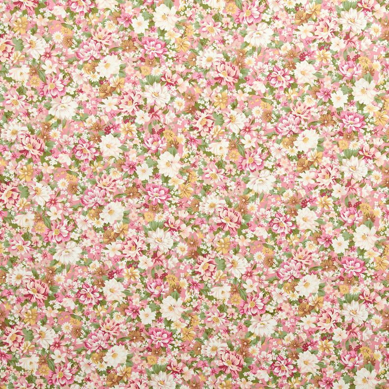 Popelina de algodón Flores románticas – rosa/beige,  image number 1