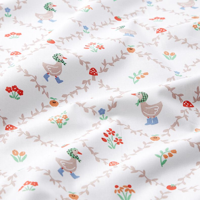 Popelina de algodón Casa de campo gansos – marfil/beige oscuro,  image number 2