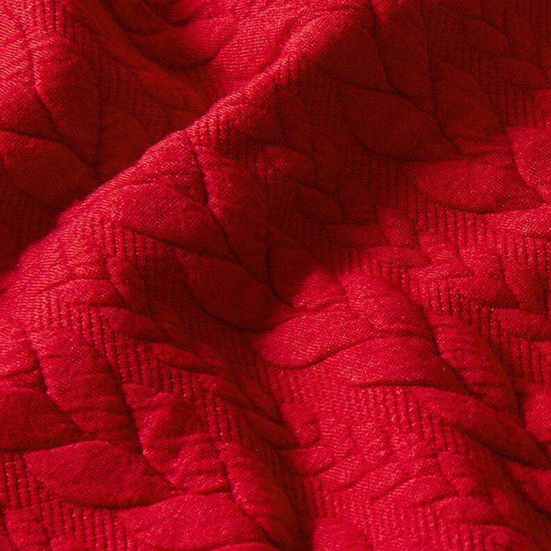 Tela de jersey jacquard Cloqué Punto trenzado – rojo,  image number 2