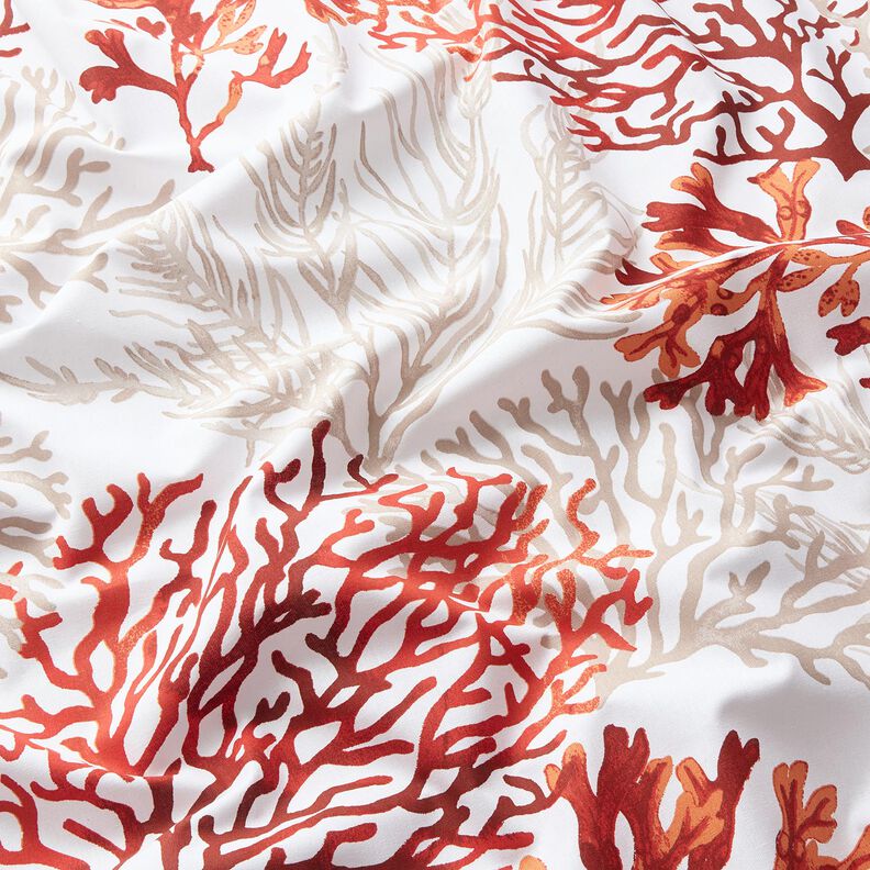 Tela de algodón Cretona Corales grandes – blanco/naranja melocotón,  image number 2