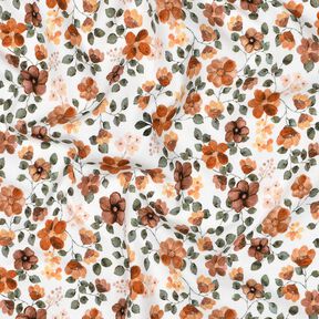 GOTS Tela de jersey de algodón Flores de otoño Impresión digital – blanco/rosado, 