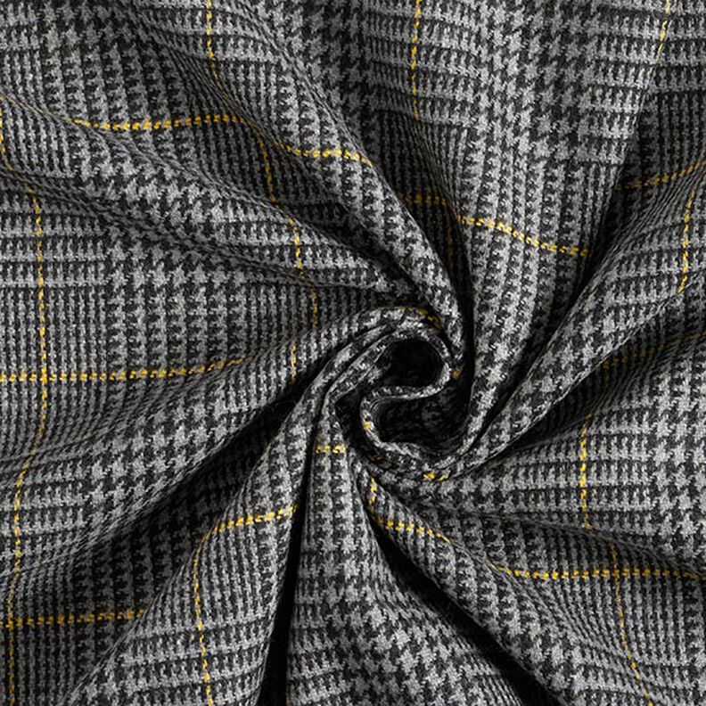 Tela de lana Príncipe de Gales – gris oscuro/amarillo,  image number 5