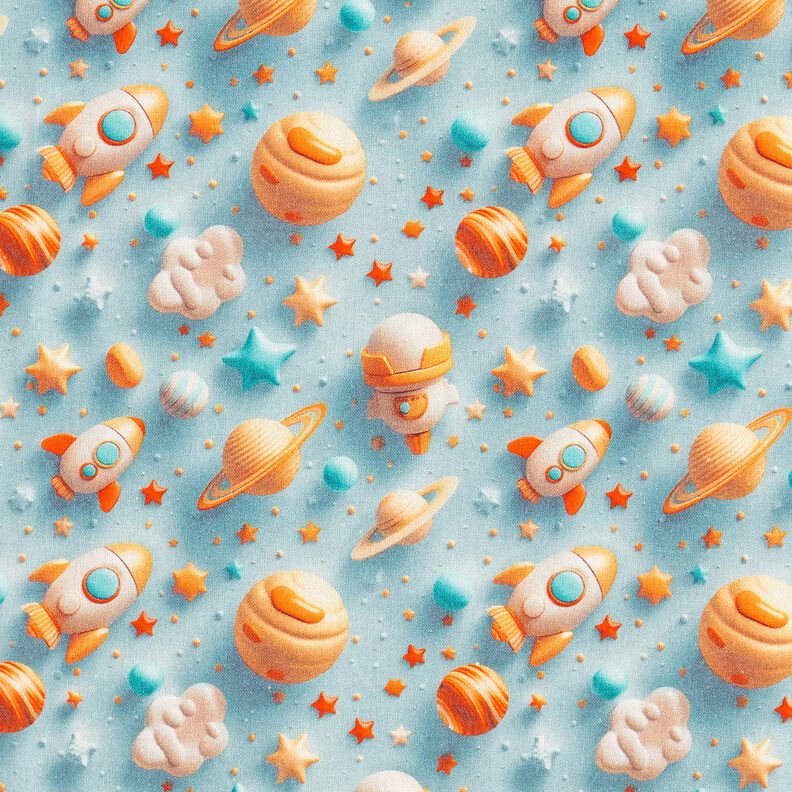 Popelina de algodón Universo Impresión digital – azul claro,  image number 1