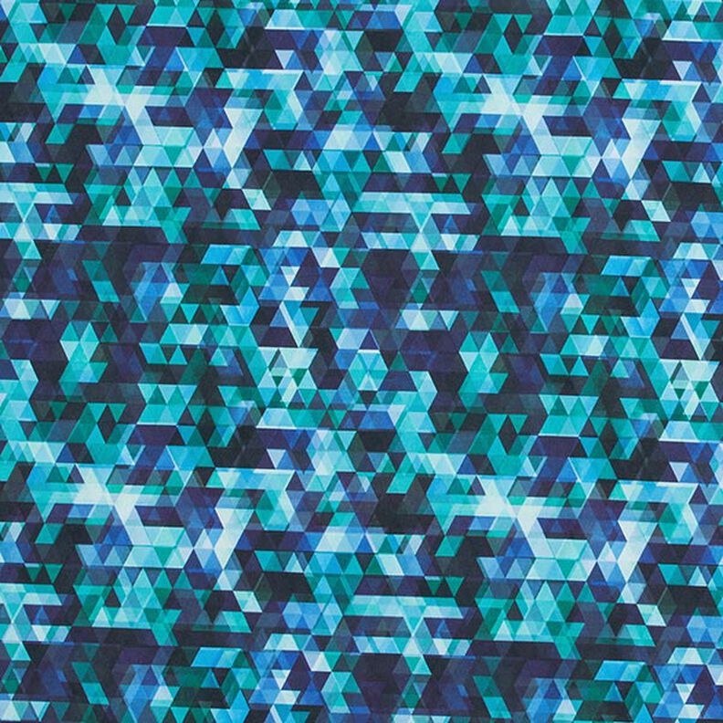 Tejido Softshell Triángulos de colores Impresión digital – azul noche/turquesa,  image number 1