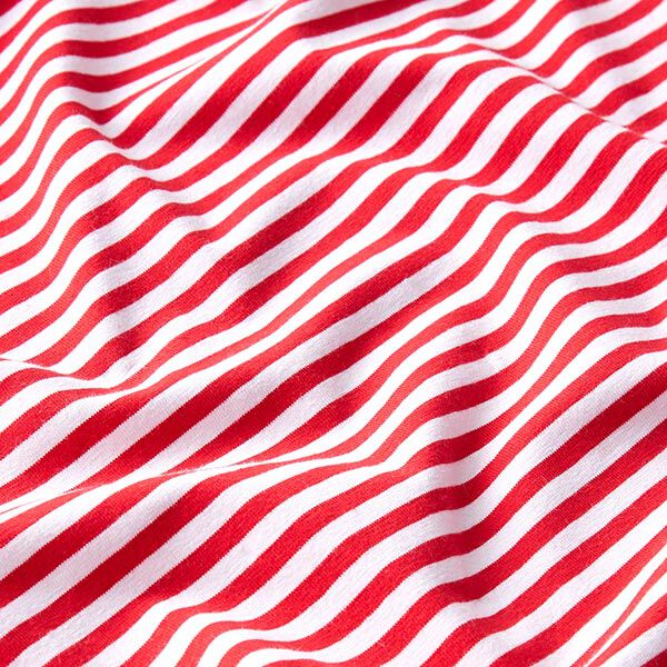 Tela de jersey de algodón Rayas delgadas – rojo/blanco,  image number 2